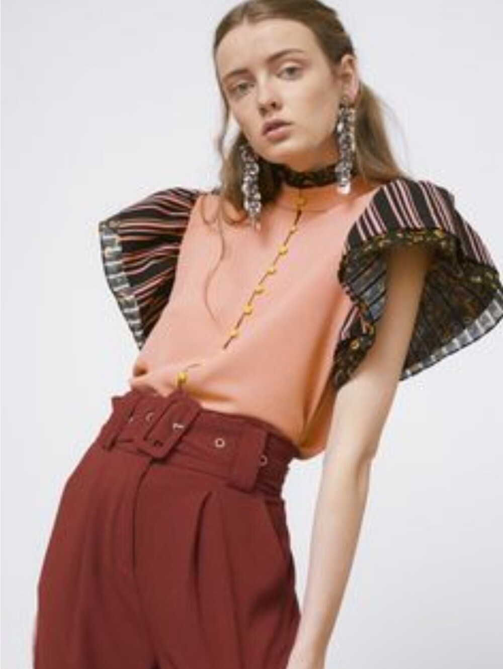 Hofmann Copenhagen Ava Peach Ruffle Sleeve Blouse Size EUR 40